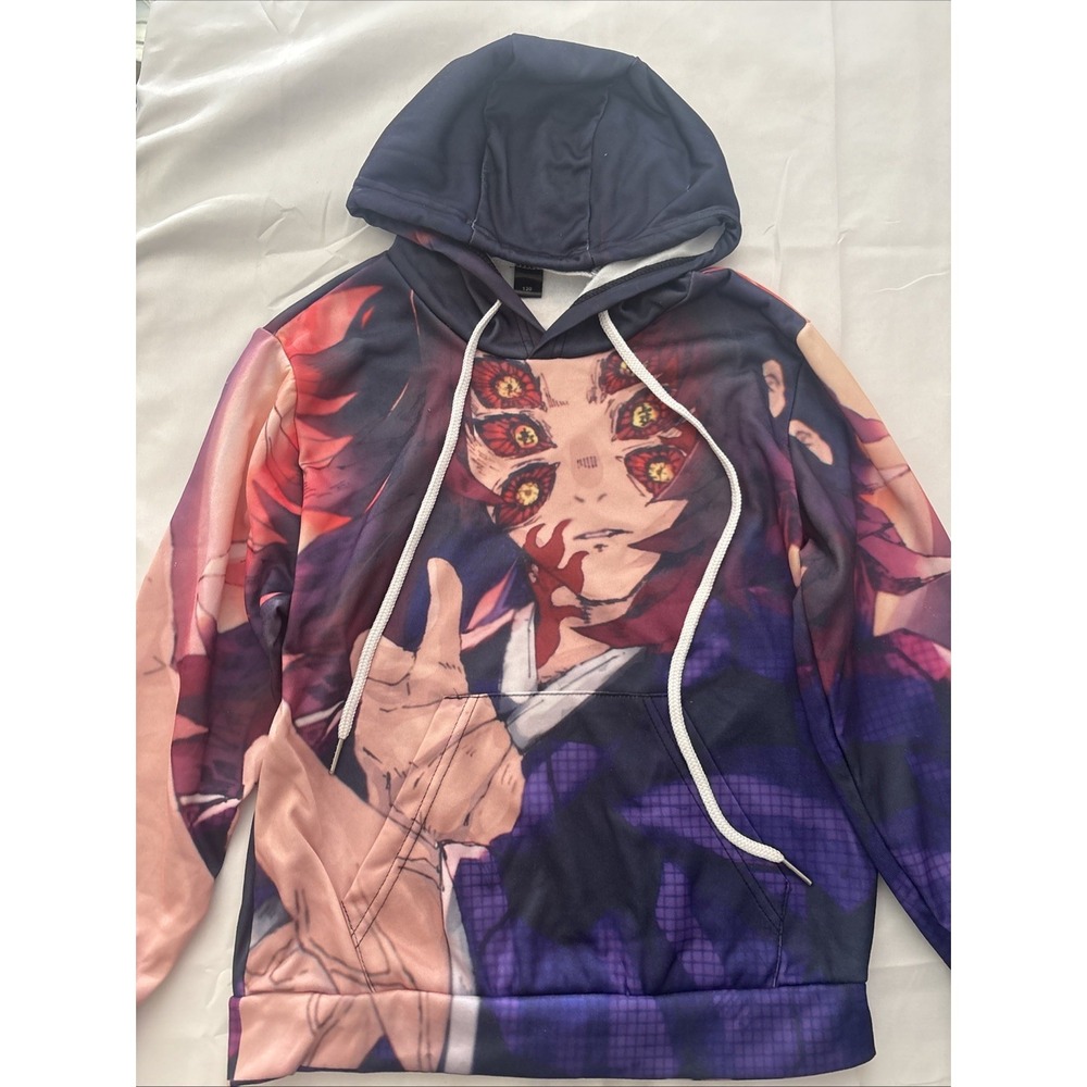 Demon Slayer Kokushibo Pullover Hoodie Boys Size 130 7/8 Anime Multi Color